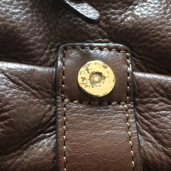 Michael Kors brown soft leather shoulder purse with canvas strap - Picture 13 of 16